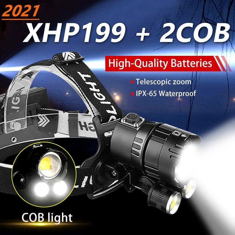 Newest  Waterproof XHP199 16-Core Super Bright Powerful Lantern Headlamp XHP110 LED USB  Flashlight XHP50 Headlight Rechargeable 18650 Zoom Torch Light Stevvex