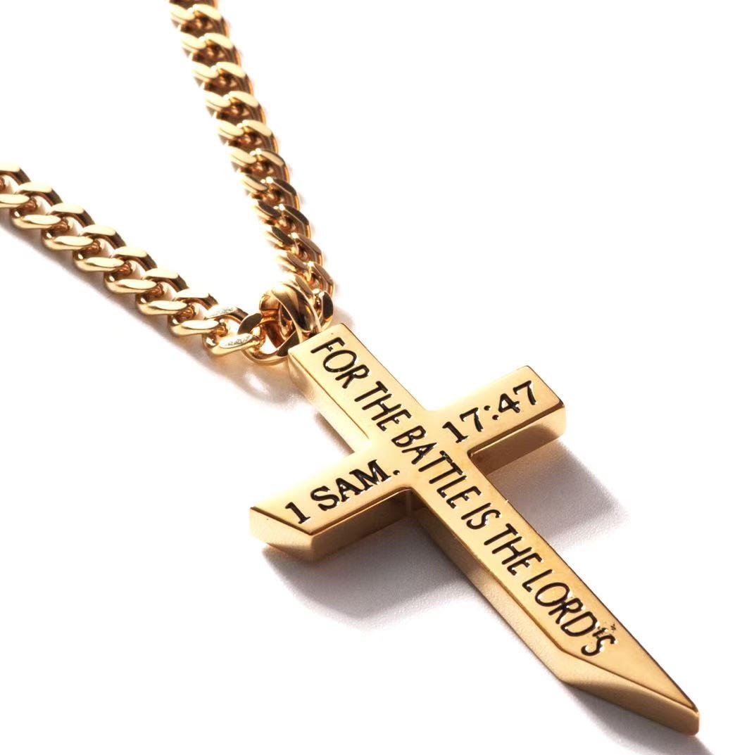 Gold Angle Cross Necklace KingdomWear