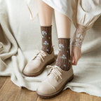 News Fashion Floral Print Women's Socks Harajuku Vintage Streetwear Crew Socks Kawaii Cute Cotton Long Sock Winter Warm Socks For Men And Women