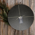 Slate Round 11" Cheese Board Natural Layered Edge Slim 5-6mm BandsCo Straps