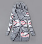 Thick Printed Hooded Knitted Cardigan Jacket Pi-Mart