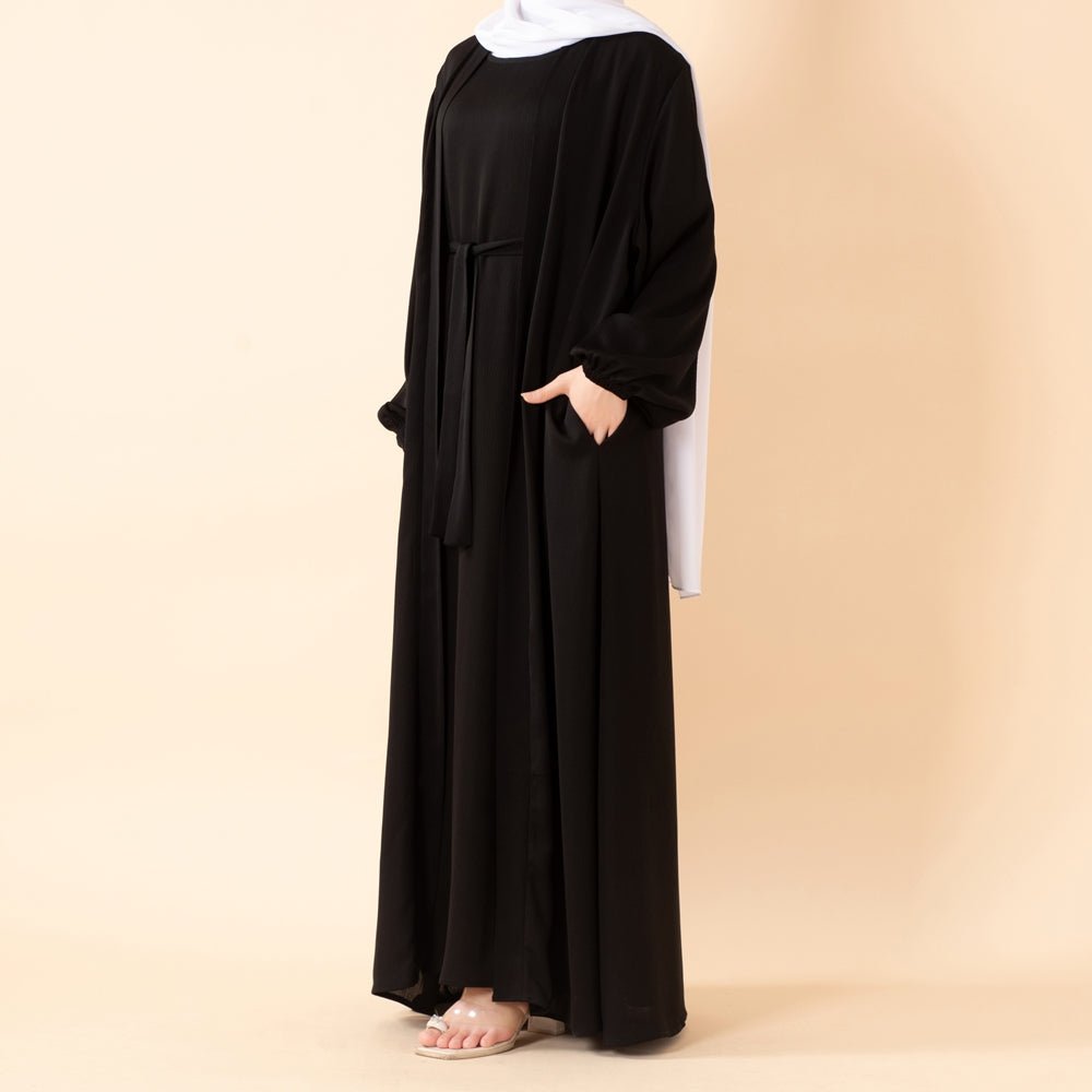 Premium Nida Zoom Open Abaya 3-Piece Set (MOA239) Mariam's Collection