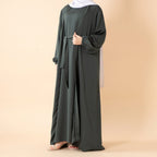 Premium Nida Zoom Open Abaya 3-Piece Set (MOA239) Mariam's Collection