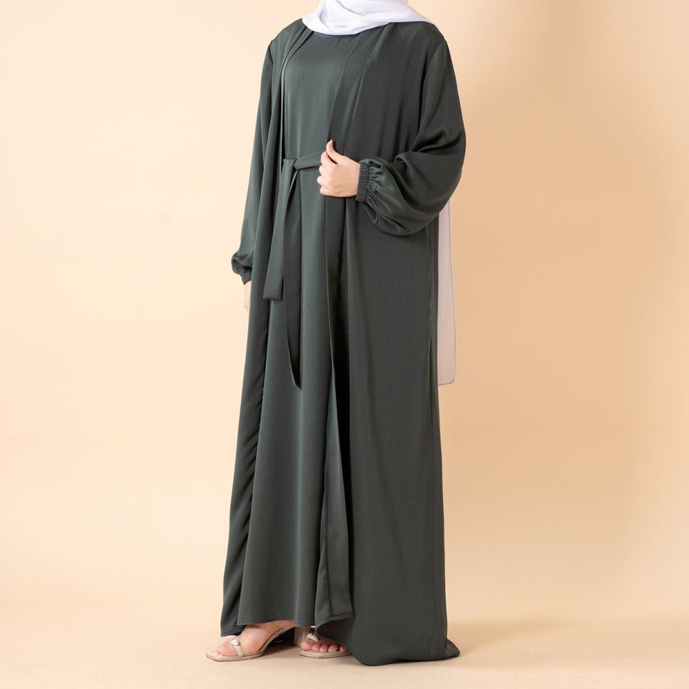 Premium Nida Zoom Open Abaya 3-Piece Set (MOA239) Mariam's Collection
