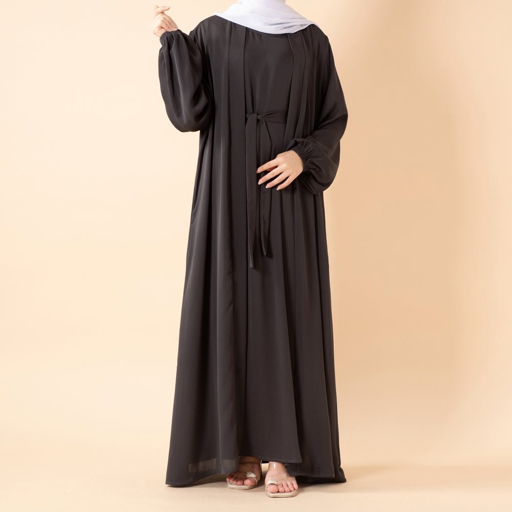 Premium Nida Zoom Open Abaya 3-Piece Set (MOA239) Mariam's Collection