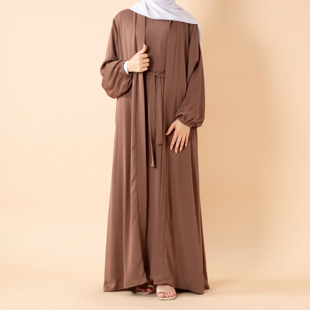 Premium Nida Zoom Open Abaya 3-Piece Set (MOA239) Mariam's Collection