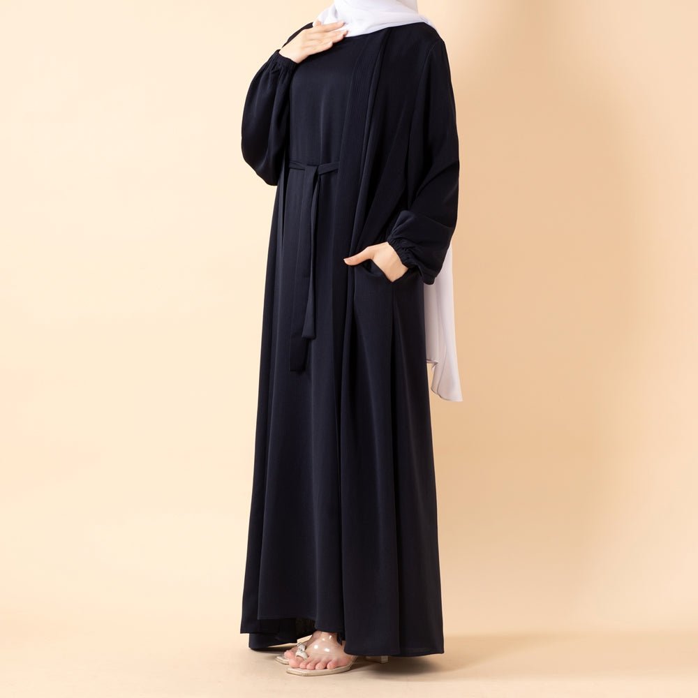 Premium Nida Zoom Open Abaya 3-Piece Set (MOA239) Mariam's Collection