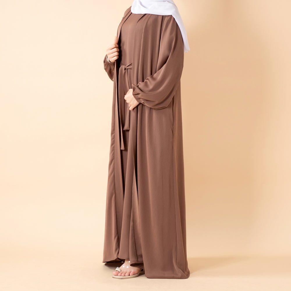 Premium Nida Zoom Open Abaya 3-Piece Set (MOA239) Mariam's Collection
