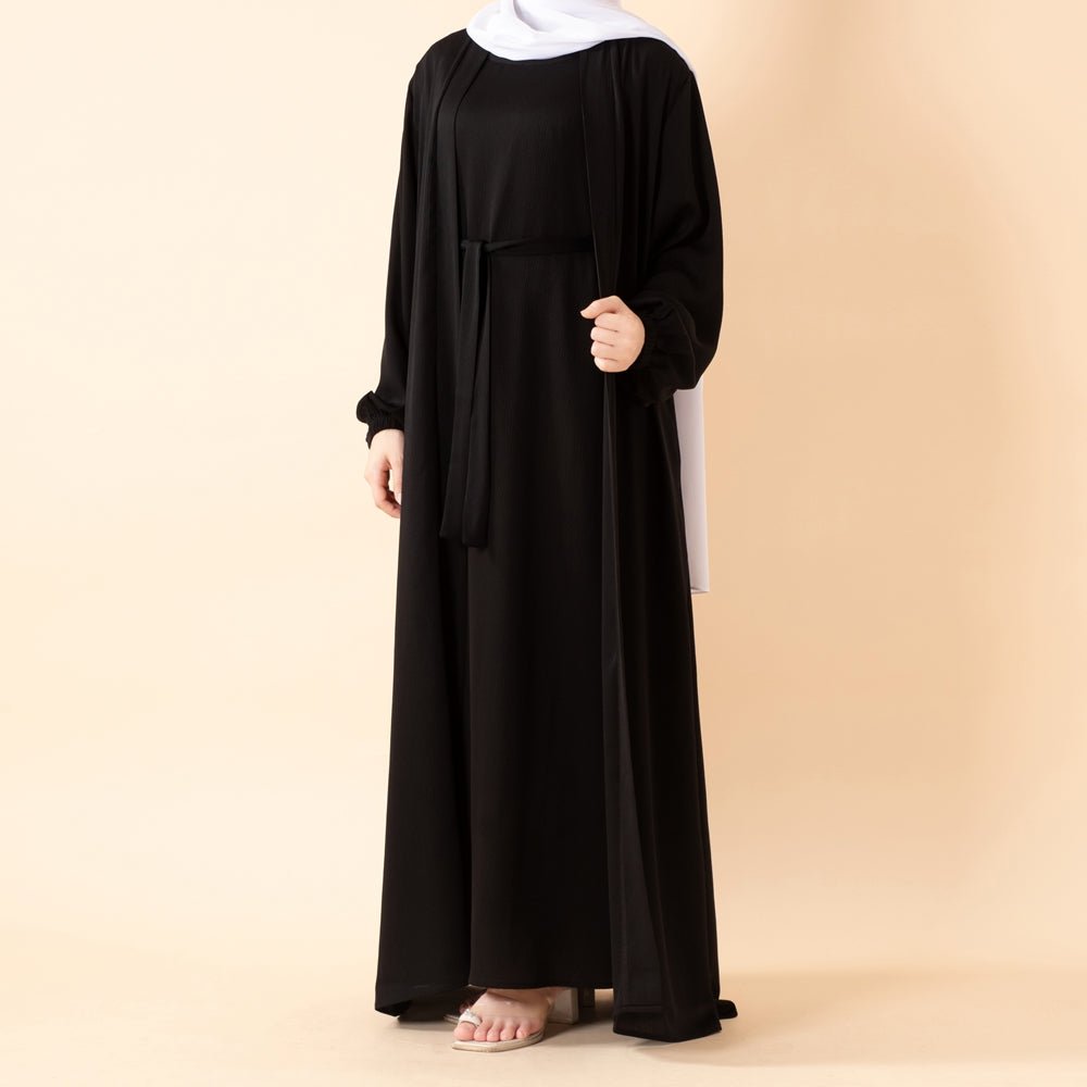 Premium Nida Zoom Open Abaya 3-Piece Set (MOA239) Mariam's Collection