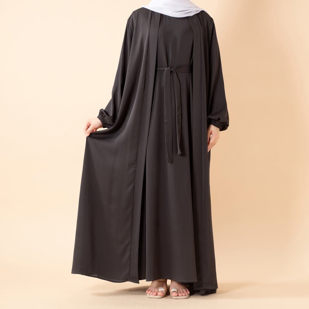 Premium Nida Zoom Open Abaya 3-Piece Set (MOA239) Mariam's Collection