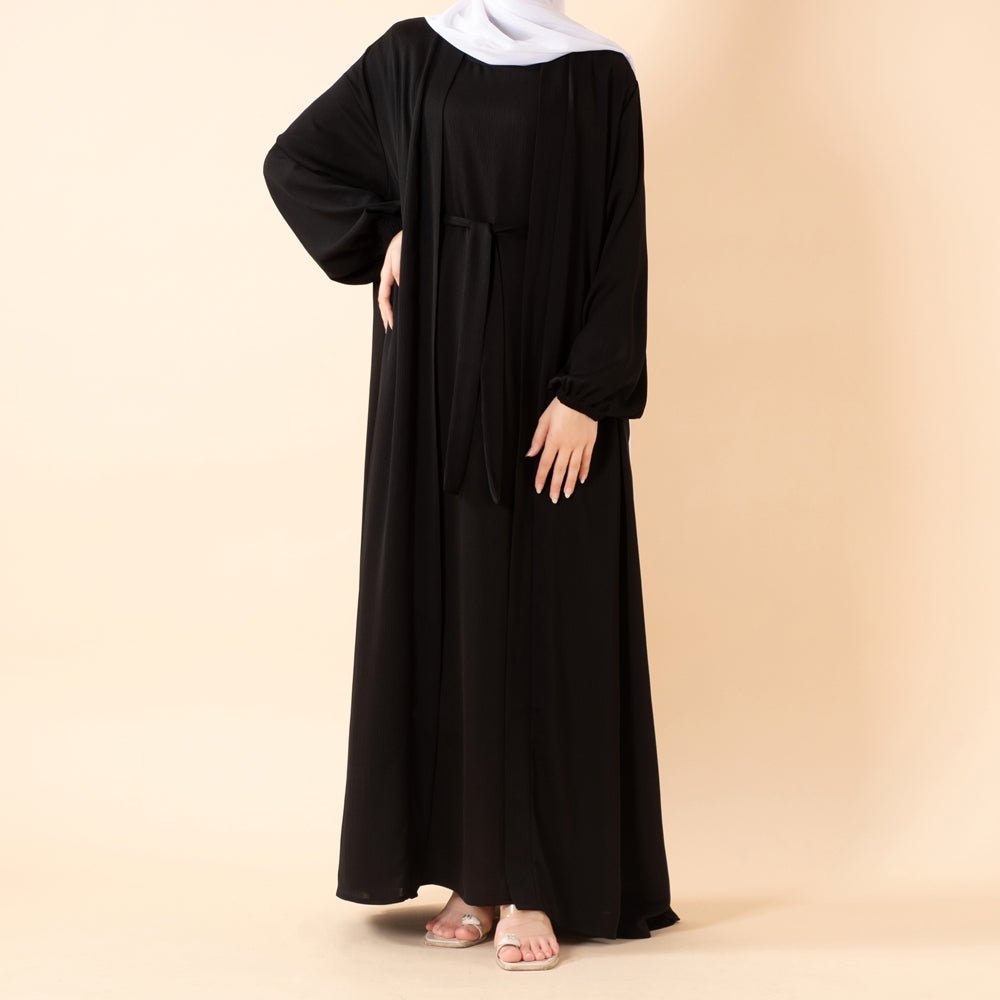 Premium Nida Zoom Open Abaya 3-Piece Set (MOA239) Mariam's Collection