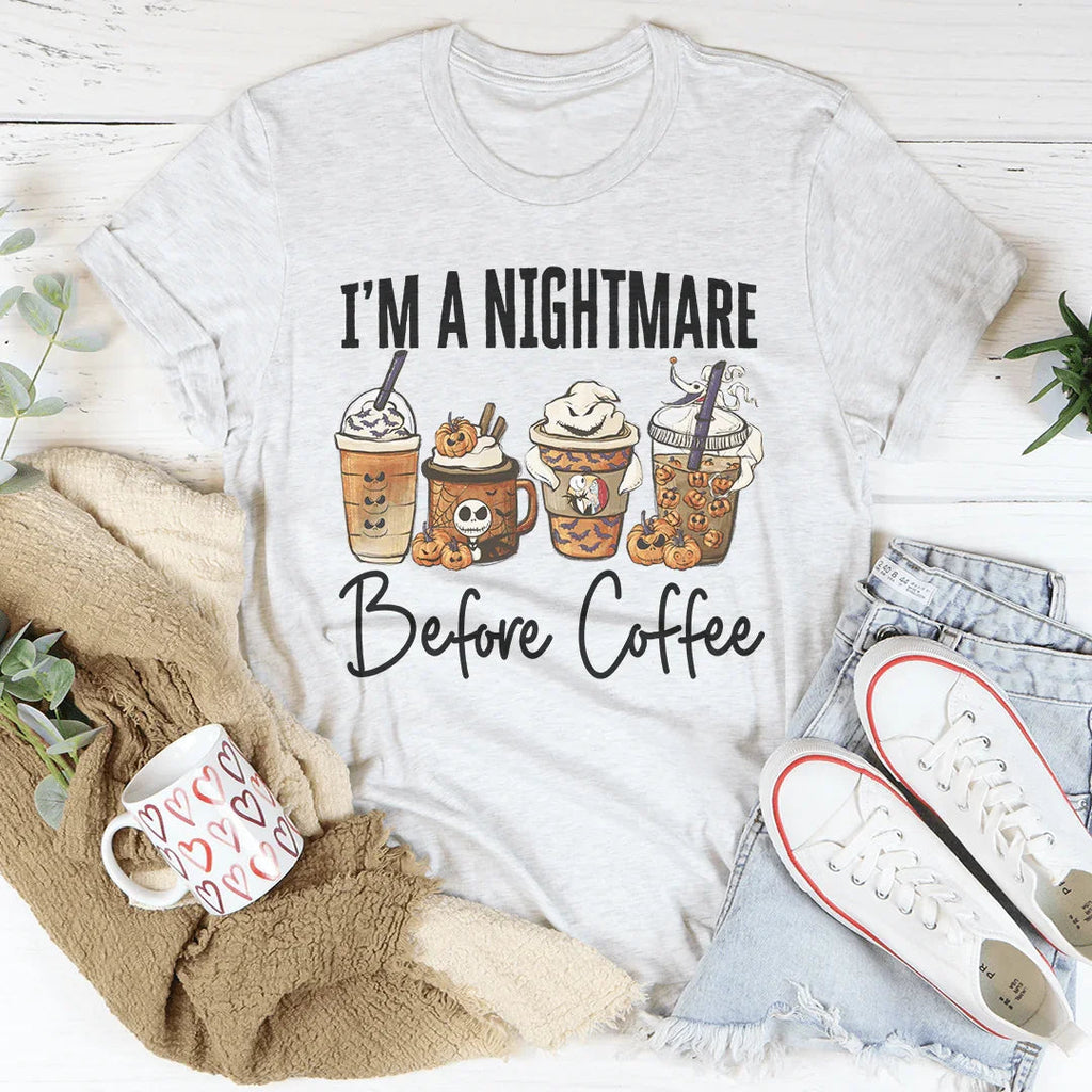 Nightmare Before Coffee Tee Peachy Sunday