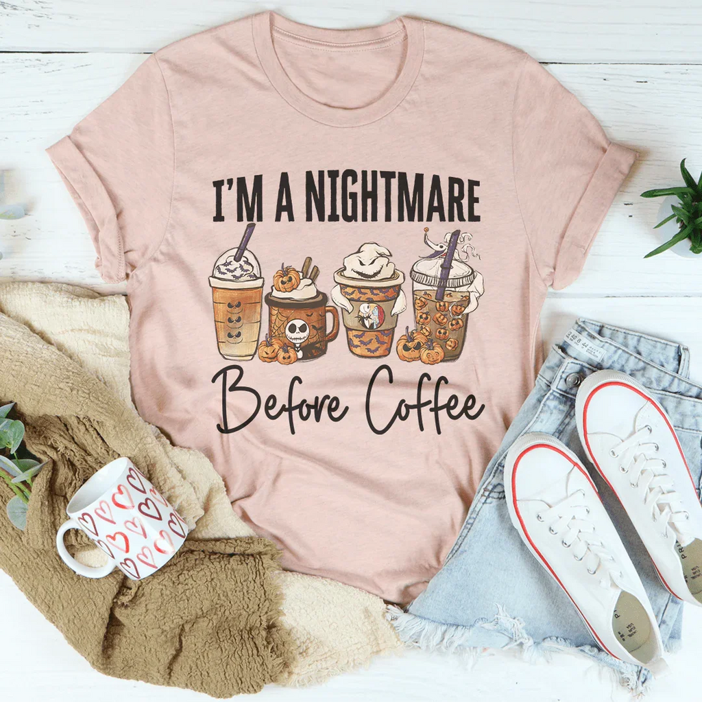 Nightmare Before Coffee Tee Peachy Sunday