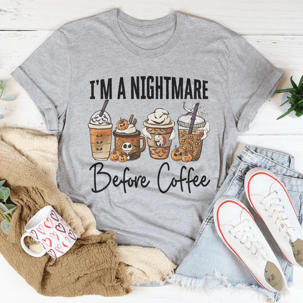 Nightmare Before Coffee Tee Peachy Sunday