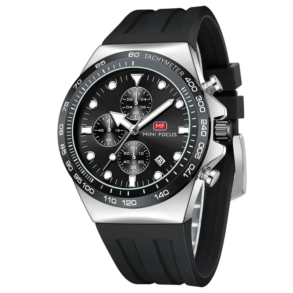 Mini Focus Men Watches Business Sport Wrist Watch (Chronograph/Waterproof/Luminous/Calendar) Silicon Band Fashion Casual Watches for Men