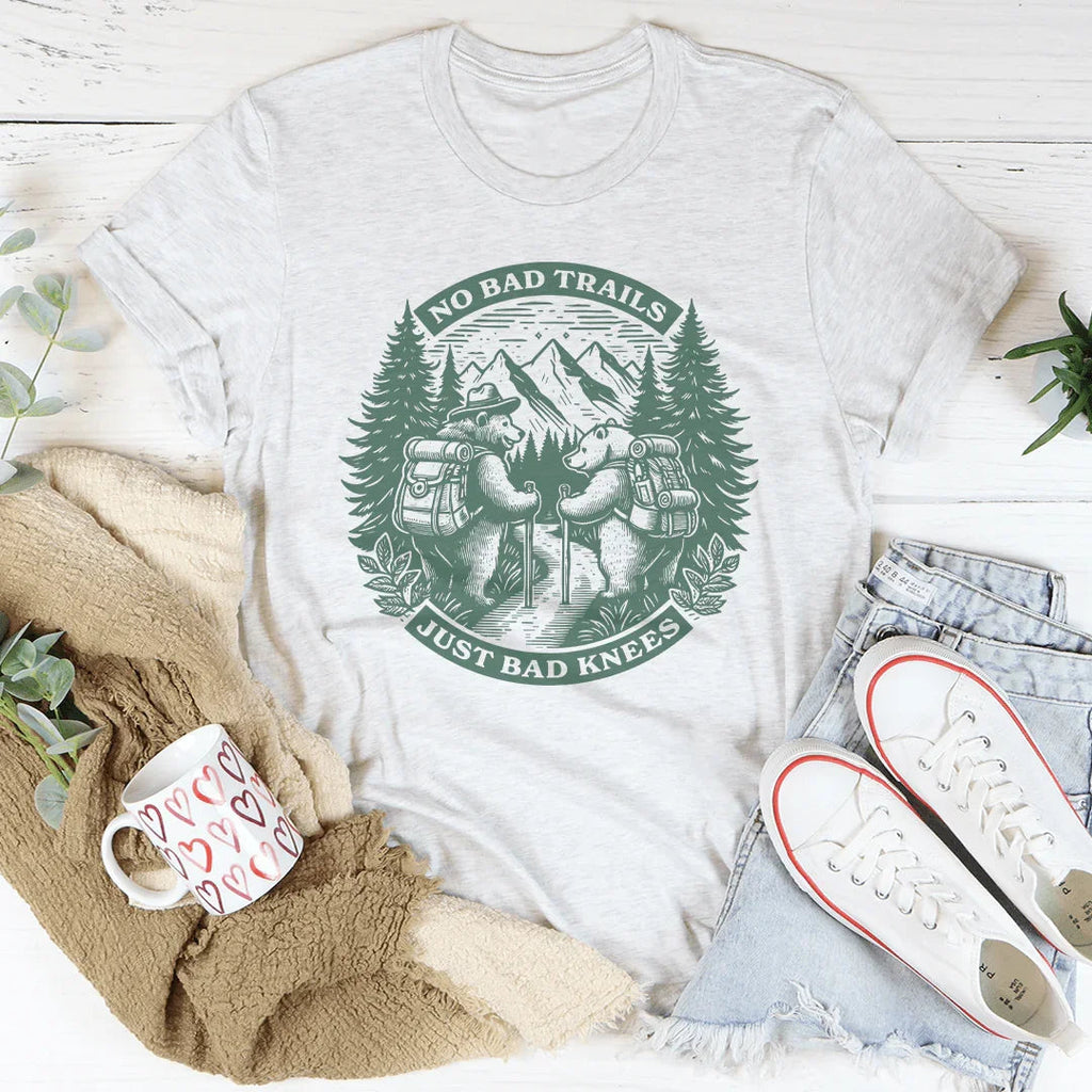 No Bad Trails Just Bad Knees Tee Peachy Sunday