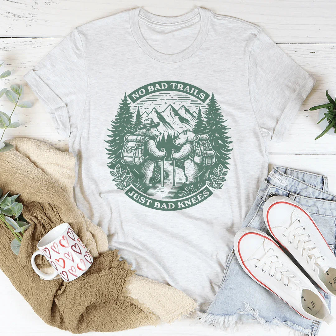 No Bad Trails Just Bad Knees Tee Peachy Sunday