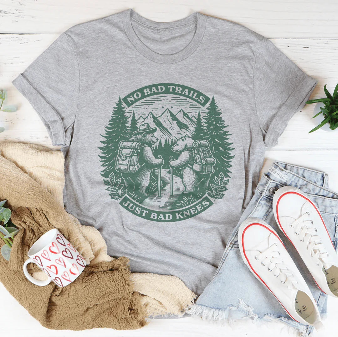 No Bad Trails Just Bad Knees Tee Peachy Sunday
