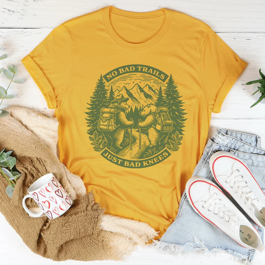 No Bad Trails Just Bad Knees Tee Peachy Sunday