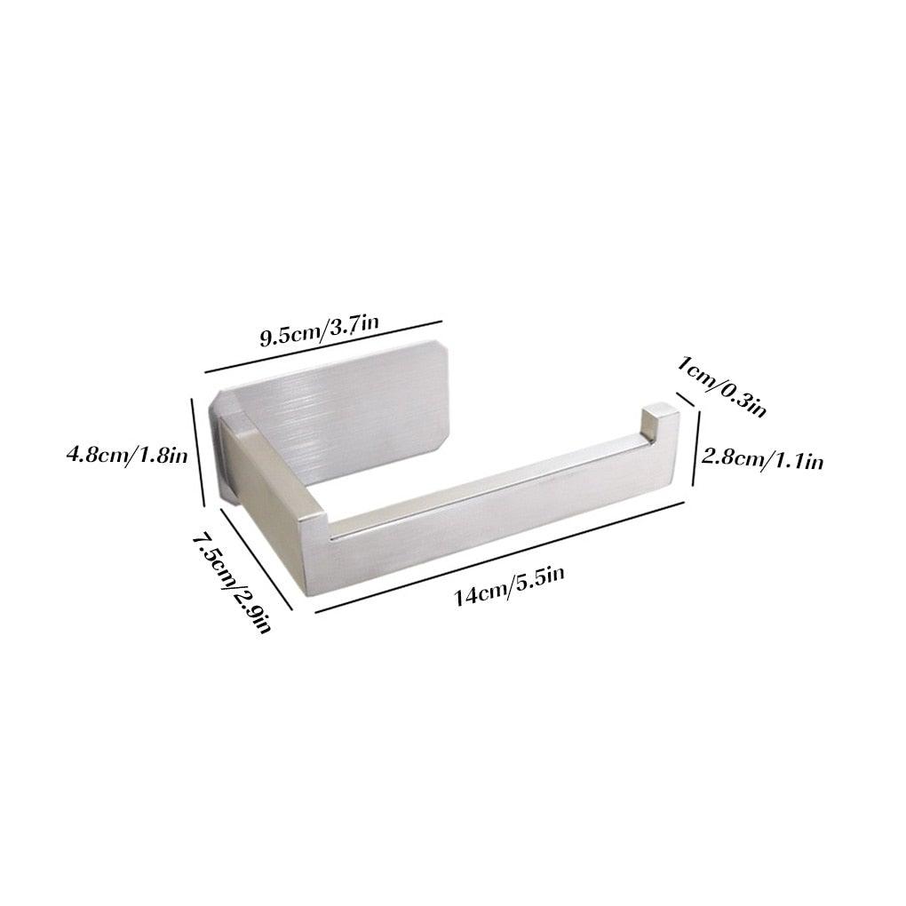 No-Drill Self Adhesive Toilet Paper Holder Stainless Steel Bathroom Kitchen Roll Paper Accessory Tissue Towel Rack Metal Holders Toilet Tissue Roll Holders Dispenser And Hangers Wall Mounted For Bathroom  Kitchen Stainless Steel Modern Square Style Stevvex