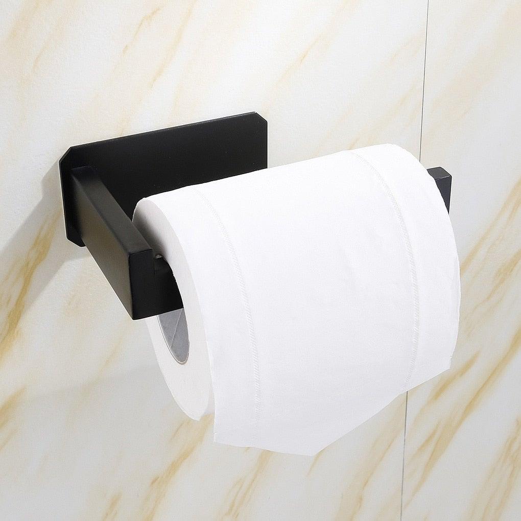 No-Drill Self Adhesive Toilet Paper Holder Stainless Steel Bathroom Kitchen Roll Paper Accessory Tissue Towel Rack Metal Holders Toilet Tissue Roll Holders Dispenser And Hangers Wall Mounted For Bathroom  Kitchen Stainless Steel Modern Square Style Stevvex
