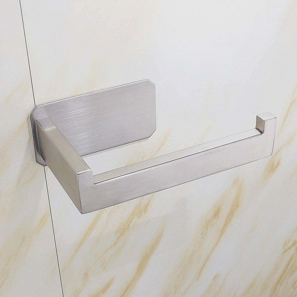 No-Drill Self Adhesive Toilet Paper Holder Stainless Steel Bathroom Kitchen Roll Paper Accessory Tissue Towel Rack Metal Holders Toilet Tissue Roll Holders Dispenser And Hangers Wall Mounted For Bathroom  Kitchen Stainless Steel Modern Square Style Stevvex