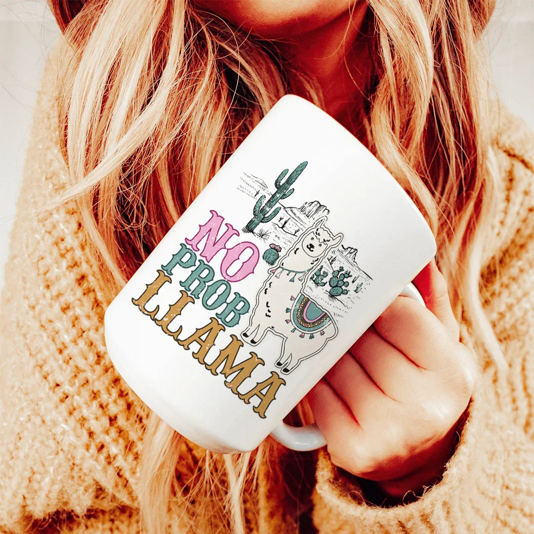 No Prob Llama Ceramic Mug 15 oz Peachy Sunday