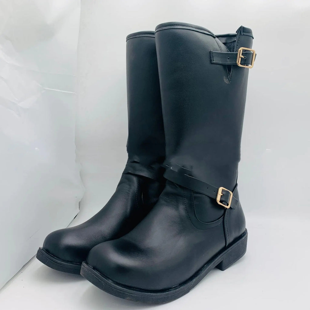 Men's Casual Fashion Mid-Tube Flat-Bottomed Wedge Boots Pi-Mart