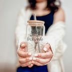 No Hablo 17oz Glass Tumbler With Bamboo Lid, 2 Stainless Straws And Cleaner BandsCo Straps