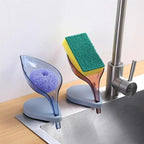 Non-slip leaf Shape Soap Box Bathroom Soap Holder Dish Storage Plate Tray Soap Holder Case Kitchen Supplies Bathroom Accessories Soap Dishes Sponge Container with Suction Cup Leaf Shape Self Draining for Bathroom Kitchen Sink Stevvex