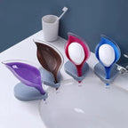 Non-slip leaf Shape Soap Box Bathroom Soap Holder Dish Storage Plate Tray Soap Holder Case Kitchen Supplies Bathroom Accessories Soap Dishes Sponge Container with Suction Cup Leaf Shape Self Draining for Bathroom Kitchen Sink Stevvex