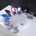 Non-slip leaf Shape Soap Box Bathroom Soap Holder Dish Storage Plate Tray Soap Holder Case Kitchen Supplies Bathroom Accessories Soap Dishes Sponge Container with Suction Cup Leaf Shape Self Draining for Bathroom Kitchen Sink Stevvex