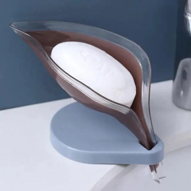 Non-slip leaf Shape Soap Box Bathroom Soap Holder Dish Storage Plate Tray Soap Holder Case Kitchen Supplies Bathroom Accessories Soap Dishes Sponge Container with Suction Cup Leaf Shape Self Draining for Bathroom Kitchen Sink Stevvex