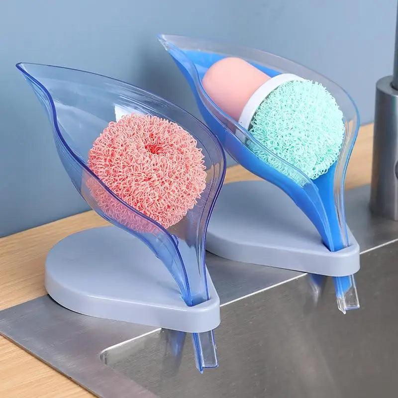 Non-slip leaf Shape Soap Box Bathroom Soap Holder Dish Storage Plate Tray Soap Holder Case Kitchen Supplies Bathroom Accessories Soap Dishes Sponge Container with Suction Cup Leaf Shape Self Draining for Bathroom Kitchen Sink Stevvex