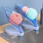 Non-slip leaf Shape Soap Box Bathroom Soap Holder Dish Storage Plate Tray Soap Holder Case Kitchen Supplies Bathroom Accessories Soap Dishes Sponge Container with Suction Cup Leaf Shape Self Draining for Bathroom Kitchen Sink Stevvex