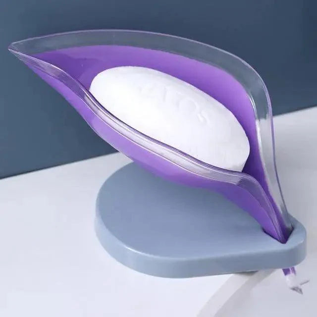 Non-slip leaf Shape Soap Box Bathroom Soap Holder Dish Storage Plate Tray Soap Holder Case Kitchen Supplies Bathroom Accessories Soap Dishes Sponge Container with Suction Cup Leaf Shape Self Draining for Bathroom Kitchen Sink Stevvex