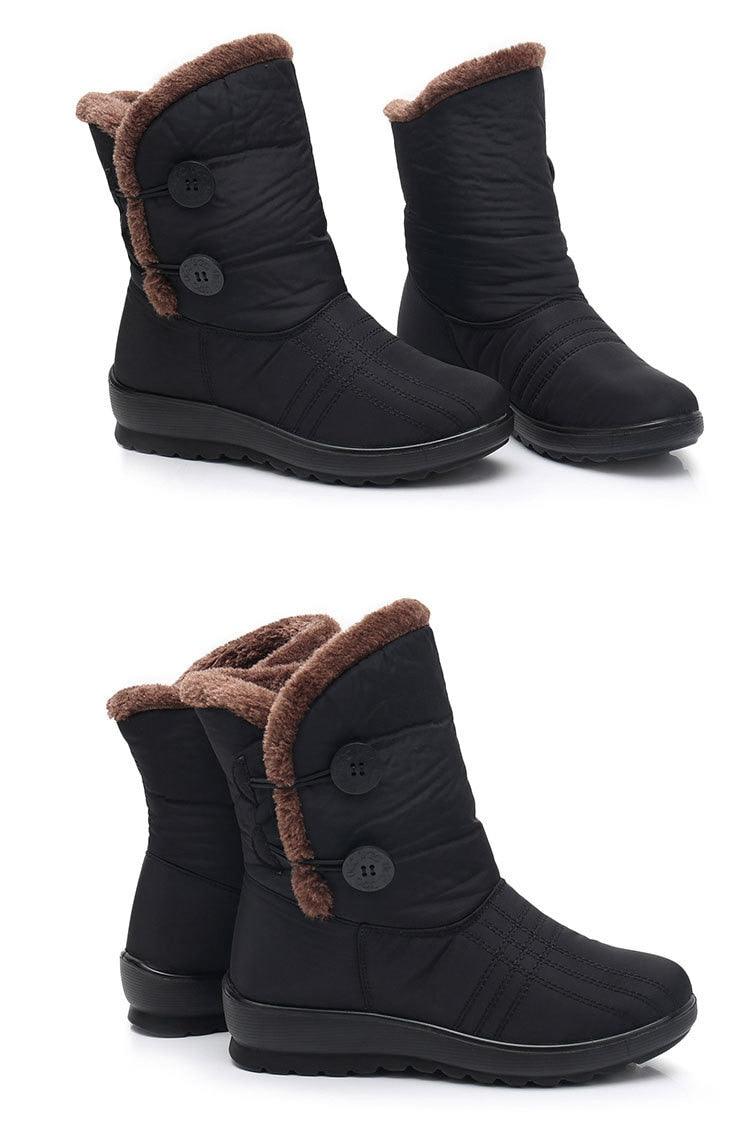 Non-Slip Snow Boots New Womens Warm Winter Boots Waterproof Shoes Winter Women Shoes Plus Velvet Cotton Boots Warm Lining Comfortable Non Slip Ankle Booties Outdoor Hiking Walking Platform Shoes Stevvex
