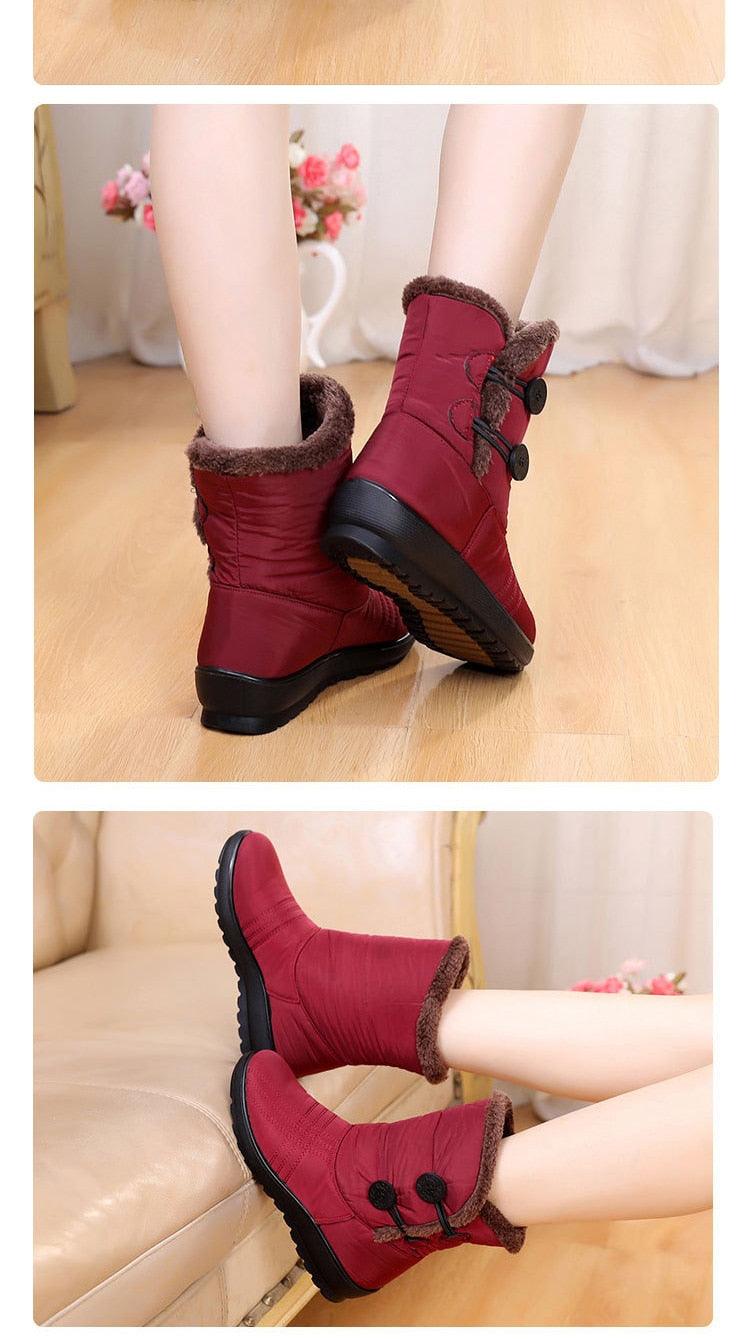 Non-Slip Snow Boots New Womens Warm Winter Boots Waterproof Shoes Winter Women Shoes Plus Velvet Cotton Boots Warm Lining Comfortable Non Slip Ankle Booties Outdoor Hiking Walking Platform Shoes Stevvex