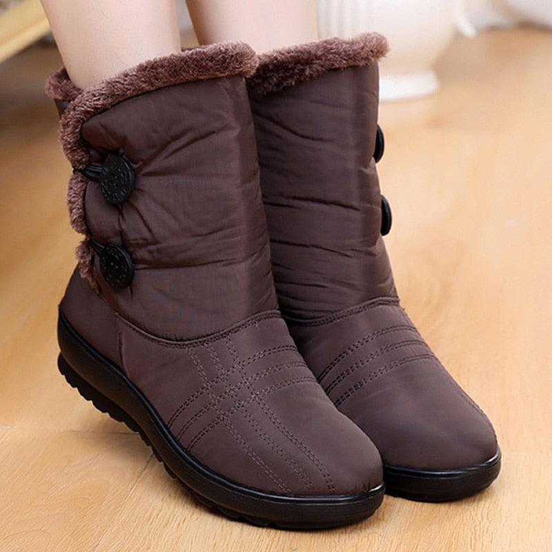 Non-Slip Snow Boots New Womens Warm Winter Boots Waterproof Shoes Winter Women Shoes Plus Velvet Cotton Boots Warm Lining Comfortable Non Slip Ankle Booties Outdoor Hiking Walking Platform Shoes Stevvex