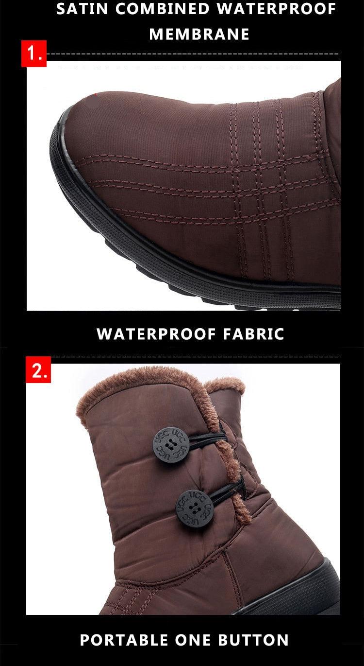Non-Slip Snow Boots New Womens Warm Winter Boots Waterproof Shoes Winter Women Shoes Plus Velvet Cotton Boots Warm Lining Comfortable Non Slip Ankle Booties Outdoor Hiking Walking Platform Shoes Stevvex