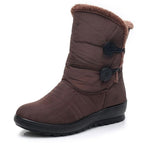 Non-Slip Snow Boots New Womens Warm Winter Boots Waterproof Shoes Winter Women Shoes Plus Velvet Cotton Boots Warm Lining Comfortable Non Slip Ankle Booties Outdoor Hiking Walking Platform Shoes Stevvex