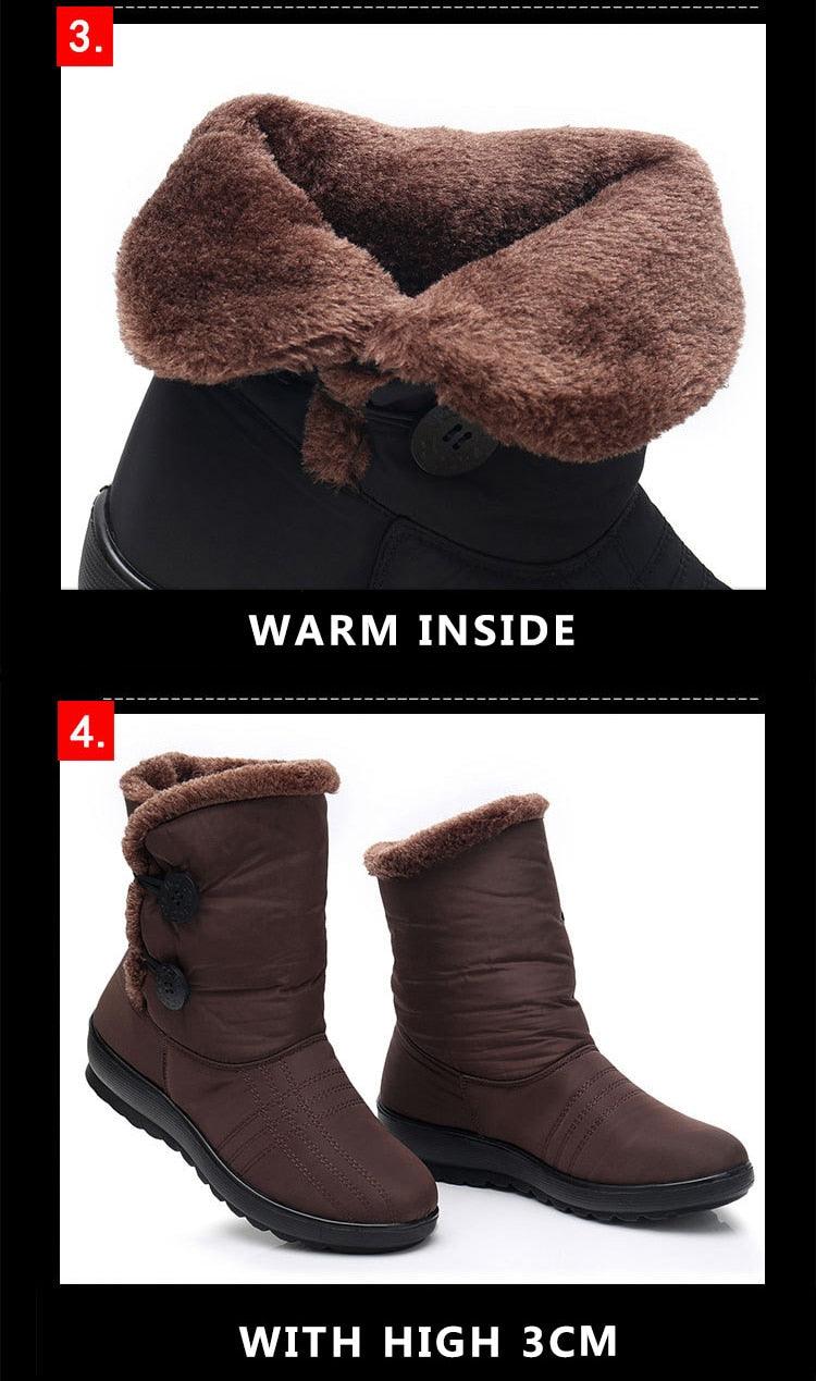 Non-Slip Snow Boots New Womens Warm Winter Boots Waterproof Shoes Winter Women Shoes Plus Velvet Cotton Boots Warm Lining Comfortable Non Slip Ankle Booties Outdoor Hiking Walking Platform Shoes Stevvex