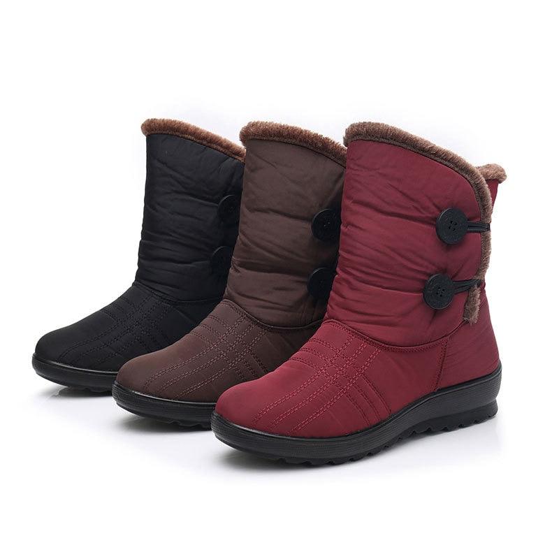 Non-Slip Snow Boots New Womens Warm Winter Boots Waterproof Shoes Winter Women Shoes Plus Velvet Cotton Boots Warm Lining Comfortable Non Slip Ankle Booties Outdoor Hiking Walking Platform Shoes Stevvex