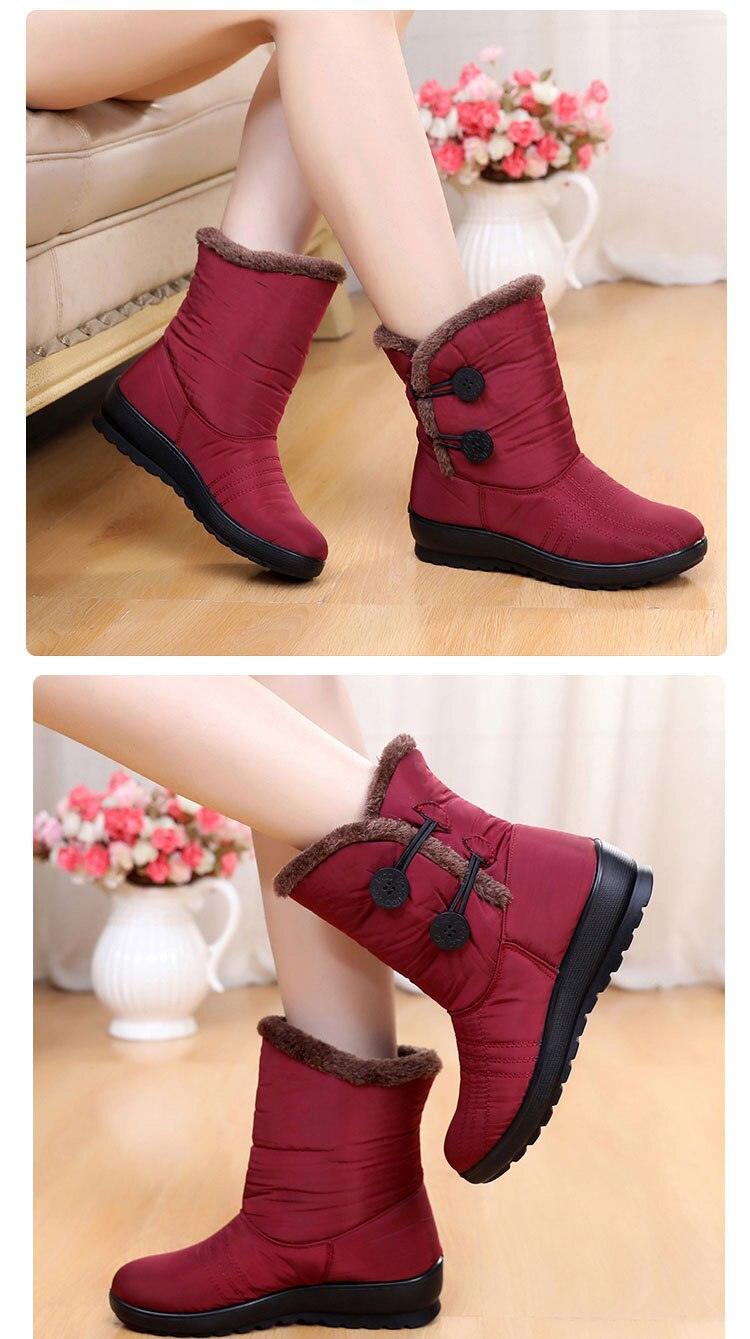 Non-Slip Snow Boots New Womens Warm Winter Boots Waterproof Shoes Winter Women Shoes Plus Velvet Cotton Boots Warm Lining Comfortable Non Slip Ankle Booties Outdoor Hiking Walking Platform Shoes Stevvex