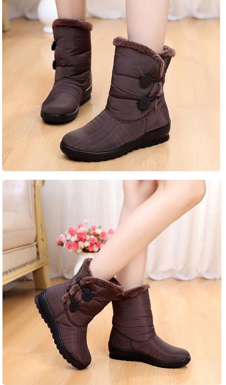 Non-Slip Snow Boots New Womens Warm Winter Boots Waterproof Shoes Winter Women Shoes Plus Velvet Cotton Boots Warm Lining Comfortable Non Slip Ankle Booties Outdoor Hiking Walking Platform Shoes Stevvex