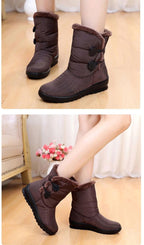 Non-Slip Snow Boots New Womens Warm Winter Boots Waterproof Shoes Winter Women Shoes Plus Velvet Cotton Boots Warm Lining Comfortable Non Slip Ankle Booties Outdoor Hiking Walking Platform Shoes Stevvex