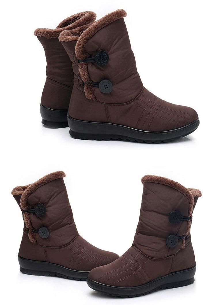 Non-Slip Snow Boots New Womens Warm Winter Boots Waterproof Shoes Winter Women Shoes Plus Velvet Cotton Boots Warm Lining Comfortable Non Slip Ankle Booties Outdoor Hiking Walking Platform Shoes Stevvex