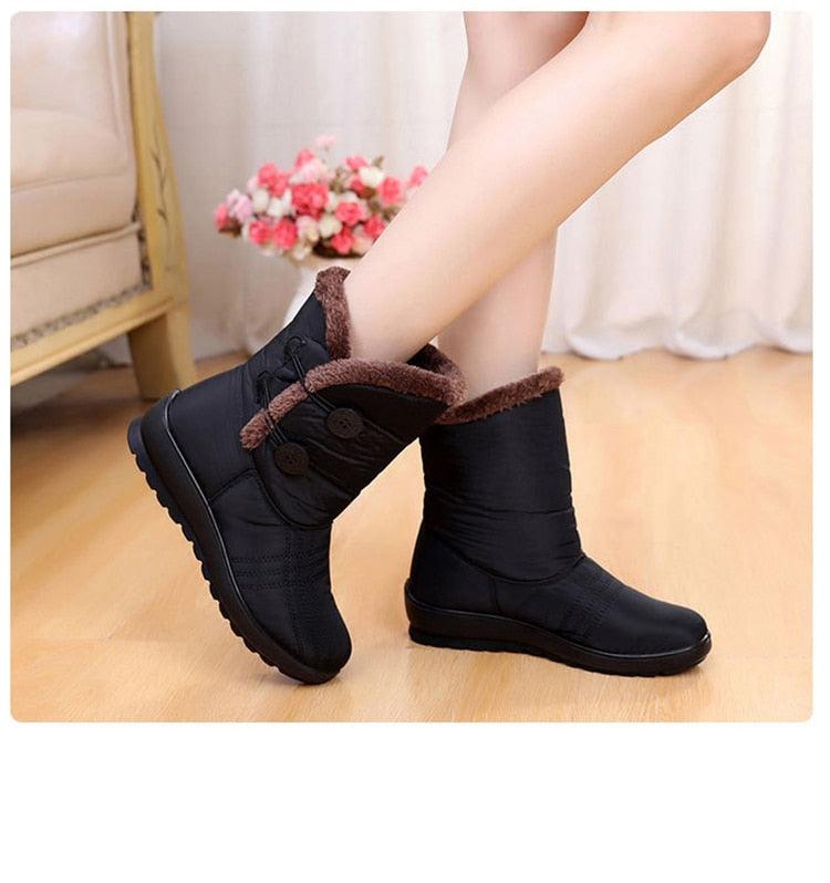Non-Slip Snow Boots New Womens Warm Winter Boots Waterproof Shoes Winter Women Shoes Plus Velvet Cotton Boots Warm Lining Comfortable Non Slip Ankle Booties Outdoor Hiking Walking Platform Shoes Stevvex