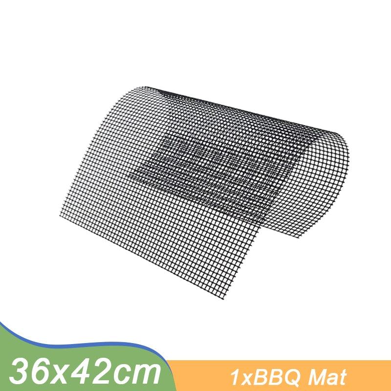Non-stick Barbecue Mesh Mat Reusable Heat Resistance BBQ Baking Net Pad Kitchen Cooking BBQ Mat Liner Accessories Outdoor BBQ Tool  Non Stick BBQ Grill Mats Reusable BBQ Grilling Sheets Silicone Brush Easy to Clean BBQ Accessories Stevvex