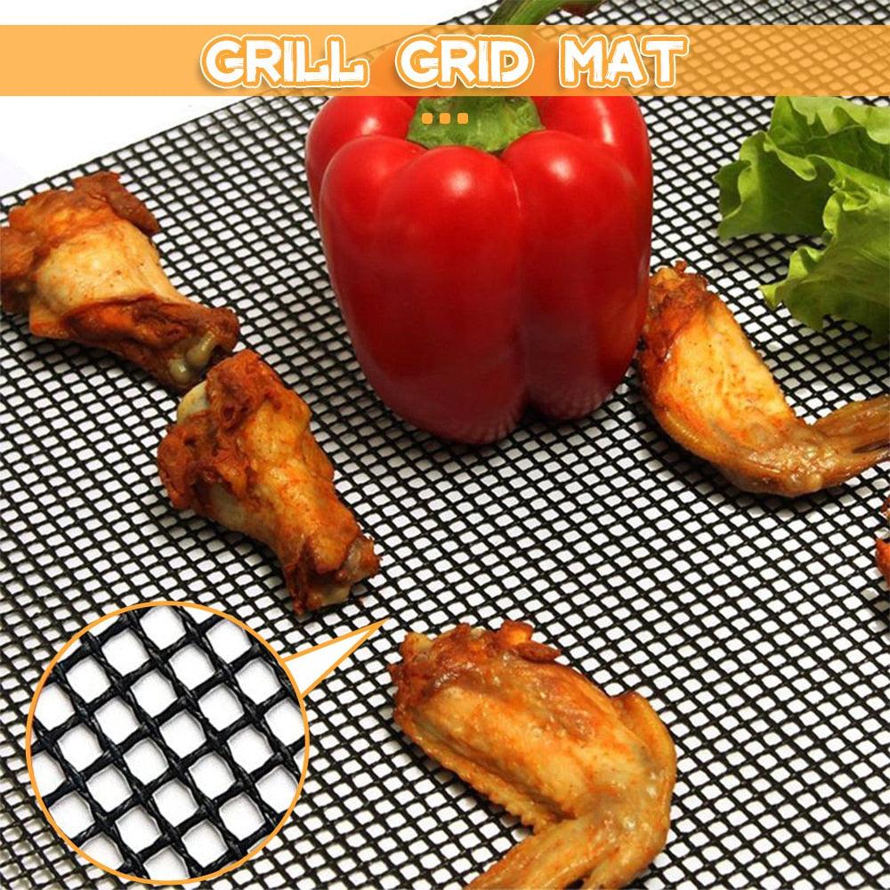 Non-stick Barbecue Mesh Mat Reusable Heat Resistance BBQ Baking Net Pad Kitchen Cooking BBQ Mat Liner Accessories Outdoor BBQ Tool  Non Stick BBQ Grill Mats Reusable BBQ Grilling Sheets Silicone Brush Easy to Clean BBQ Accessories Stevvex